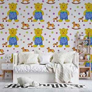 Sevimli Ayıcık Çocuk Odası Duvar Kağıdı Baskı - Dkm421071