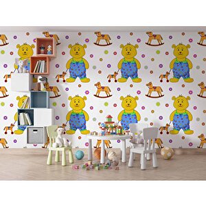 Sevimli Ayıcık Çocuk Odası Duvar Kağıdı Baskı - Dkm421031