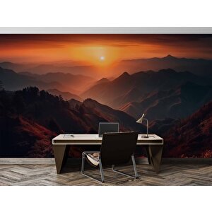 Dağda Günbatımı Manzaralı Duvar Kağıdı Baskı - Dkm242042