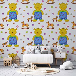 Sevimli Ayıcık Çocuk Odası Duvar Kağıdı Baskı - Dkm421006 250x200 cm