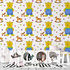 Sevimli Ayıcık Çocuk Odası Duvar Kağıdı Baskı - Dkm421091 275x300 cm