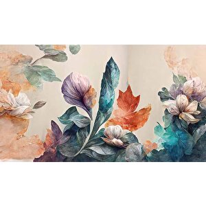 3 Boyutlu Pembe Çiçek Yeşil Yaprak Çizim Temalı Duvar Kağıdı - Dkm899121