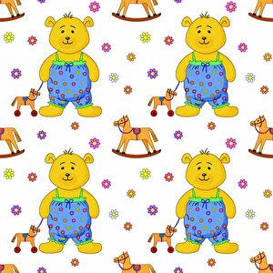 Sevimli Ayıcık Çocuk Odası Duvar Kağıdı Baskı - Dkm421008