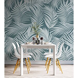 Yeşil Beyaz Yaprak Temalı Duvar Kağıdı - Dkm687105