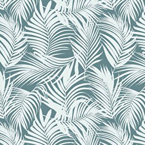 Yeşil Beyaz Yaprak Temalı Duvar Kağıdı - Dkm687105