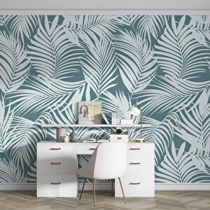 Yeşil Beyaz Yaprak Temalı Duvar Kağıdı - Dkm687092