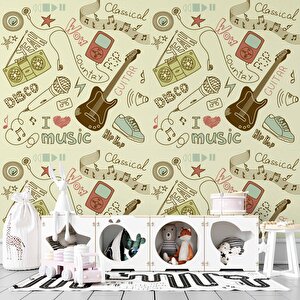 Müzik Çocuk Odası Duvar Kağıdı Baskı - Dkm407024 150x240 cm
