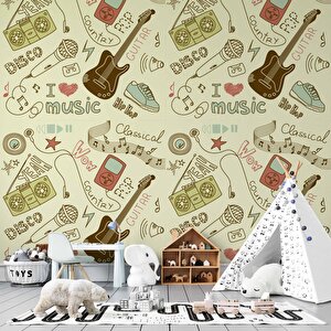 Müzik Çocuk Odası Duvar Kağıdı Baskı - Dkm407048 250x260 cm