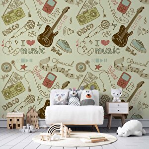 Müzik Çocuk Odası Duvar Kağıdı Baskı - Dkm407048 250x260 cm