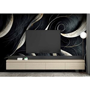 3 Boyutlu Siyah Desenli Duvar Kağıdı - Dkm733057 475x260 cm