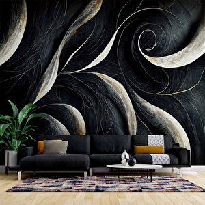3 Boyutlu Siyah Desenli Duvar Kağıdı - Dkm733001 100x100 cm