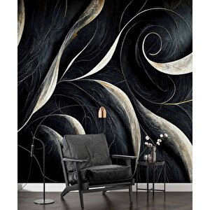 3 Boyutlu Siyah Desenli Duvar Kağıdı - Dkm733001