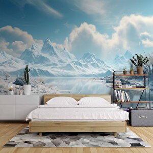 Kutuplar Dağ Manzaralı Duvar Kağıdı - Dkm993001 100x100 cm