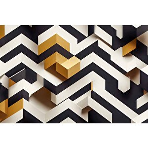 3 Boyutlu Siyah Beyaz Altın Temalı Duvar Kağıdı - Dkm638018