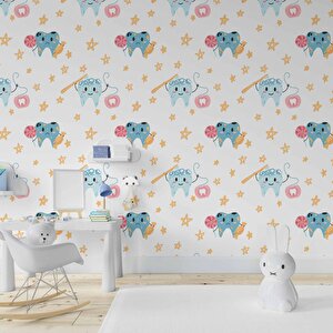 Diş Temalı Çocuk Odası Duvar Kağıdı Baskı - Dkm196035 450x240 cm