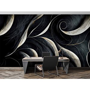 3 Boyutlu Siyah Desenli Duvar Kağıdı - Dkm733116