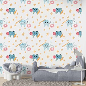 Diş Temalı Çocuk Odası Duvar Kağıdı Baskı - Dkm196093 325x300 cm