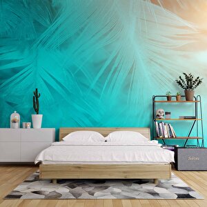 Neon Yaprak Temalı Duvar Kağıdı - Dkm675021 800x200 cm