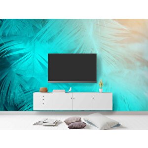 Neon Yaprak Temalı Duvar Kağıdı - Dkm675021 800x200 cm