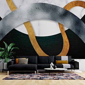 3 Boyutlu Siyah Geometri Desenli Duvar Kağıdı - Dkm752070 275x280 cm