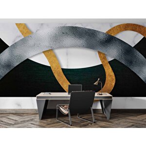 3 Boyutlu Siyah Geometri Desenli Duvar Kağıdı - Dkm752070