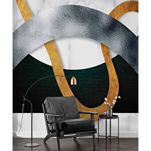 3 Boyutlu Siyah Geometri Desenli Duvar Kağıdı - Dkm752070