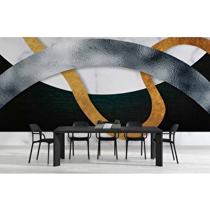 3 Boyutlu Siyah Geometri Desenli Duvar Kağıdı - Dkm752014