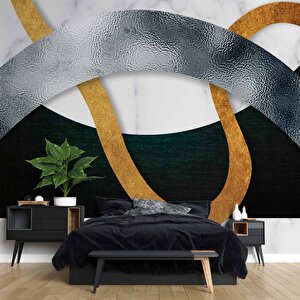 3 Boyutlu Siyah Geometri Desenli Duvar Kağıdı - Dkm752068 225x280 cm