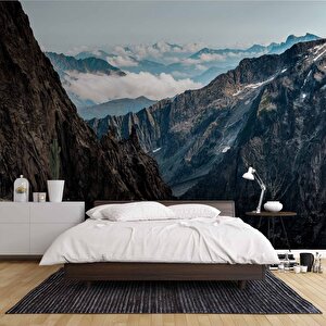 Dağ Ve Gökyüzü Bulut Manzaralı Duvar Kağıdı - Dkm854028 275x240 cm