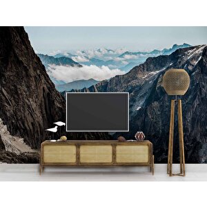 Dağ Ve Gökyüzü Bulut Manzaralı Duvar Kağıdı - Dkm854028 275x240 cm