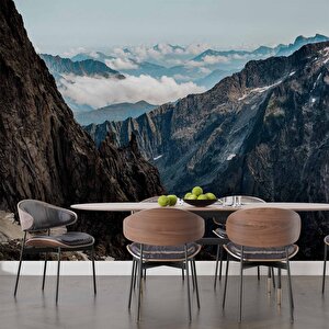 Dağ Ve Gökyüzü Bulut Manzaralı Duvar Kağıdı - Dkm854028