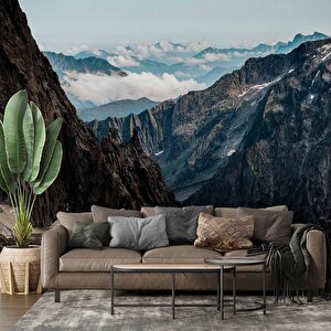 Dağ Ve Gökyüzü Bulut Manzaralı Duvar Kağıdı - Dkm854125 700x315 cm