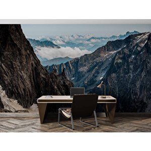 Dağ Ve Gökyüzü Bulut Manzaralı Duvar Kağıdı - Dkm854125