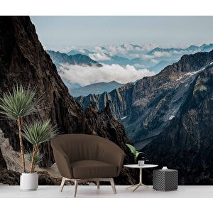 Dağ Ve Gökyüzü Bulut Manzaralı Duvar Kağıdı - Dkm854117