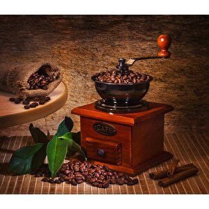 Kahve Öğütme Makinesi Cafe Duvar Kağıdı Baskı - Dkm298049