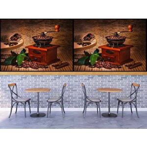 Kahve Öğütme Makinesi Cafe Duvar Kağıdı Baskı - Dkm298084