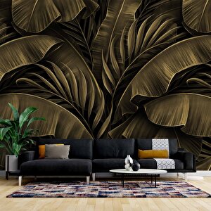 Tropikal Yaprak Temalı Duvar Kağıdı Baskı - Dkm-014_67879 500x200 cm