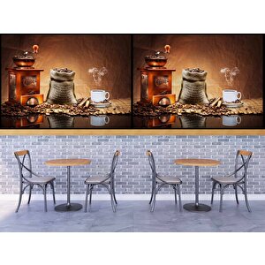 Kahve Öğütme Makineli Cafe Duvar Kağıdı Baskı - Dkm286073