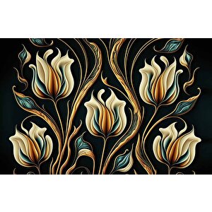 3 Boyutlu Sarı Çiçek Desenli Duvar Kağıdı - Dkm887081