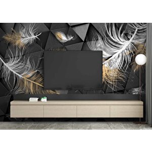 3 Boyutlu Siyah Tüy Desenli Duvar Kağıdı Baskı - Dkm-032_80510 800x200 cm