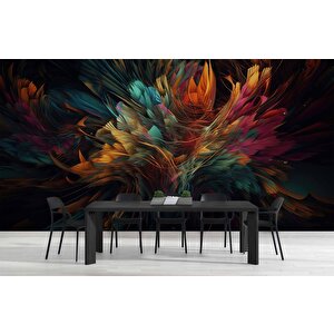 3 Boyutlu Renkli Tüy Temalı Duvar Kağıdı Baskı - Dkm608052