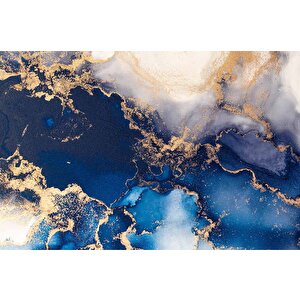 3 Boyutlu Lacivert Beyaz Mermer Desenli Duvar Kağıdı - Dkm716098