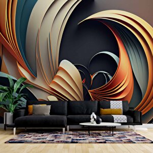 3 Boyutlu Renkli Çizim Desenli Duvar Kağıdı - Dkm721046 200x260 cm