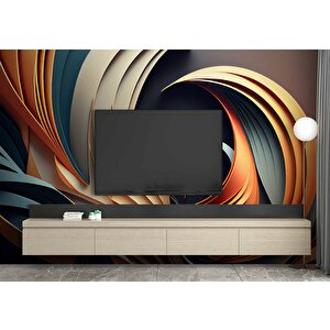 3 Boyutlu Renkli Çizim Desenli Duvar Kağıdı - Dkm721046 200x260 cm