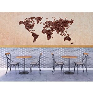 Kahve Çekirdeği Dünya Haritası Duvar Kağıdı Baskı - Dkm262072