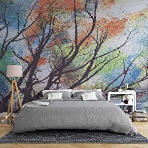 Ağaç Çizimi Desenli Duvar Kağıdı - Dkm859026 225x240 cm