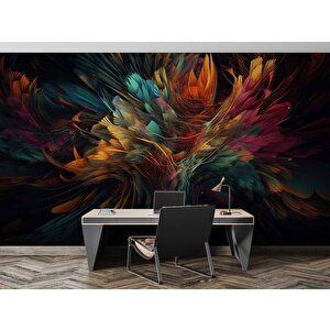 3 Boyutlu Renkli Tüy Temalı Duvar Kağıdı Baskı - Dkm608022