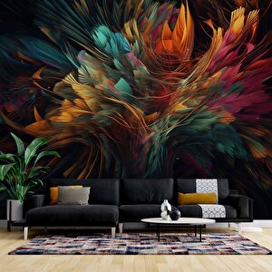 3 Boyutlu Renkli Tüy Temalı Duvar Kağıdı Baskı - Dkm608004 200x200 cm