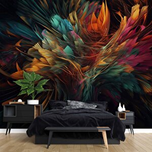 3 Boyutlu Renkli Tüy Temalı Duvar Kağıdı Baskı - Dkm608004 200x200 cm