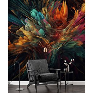 3 Boyutlu Renkli Tüy Temalı Duvar Kağıdı Baskı - Dkm608004